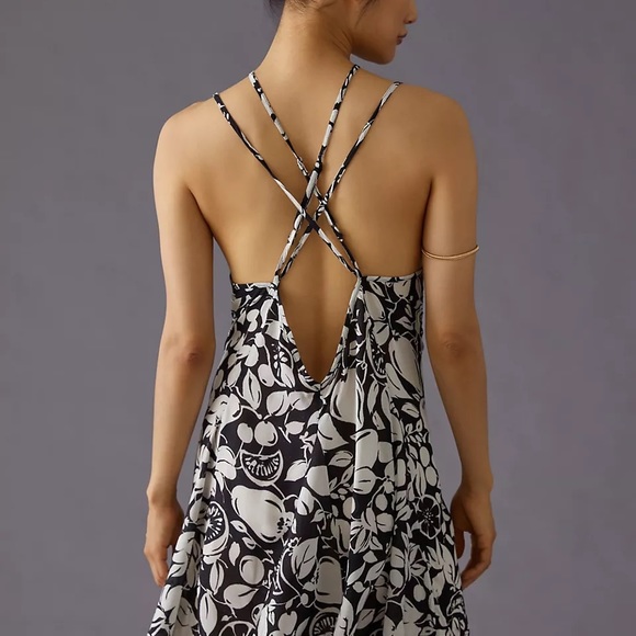 Anthropologie Dress Summer Sheer Mini Dress Black White New ANTHRO Large & MP - Picture 3 of 8